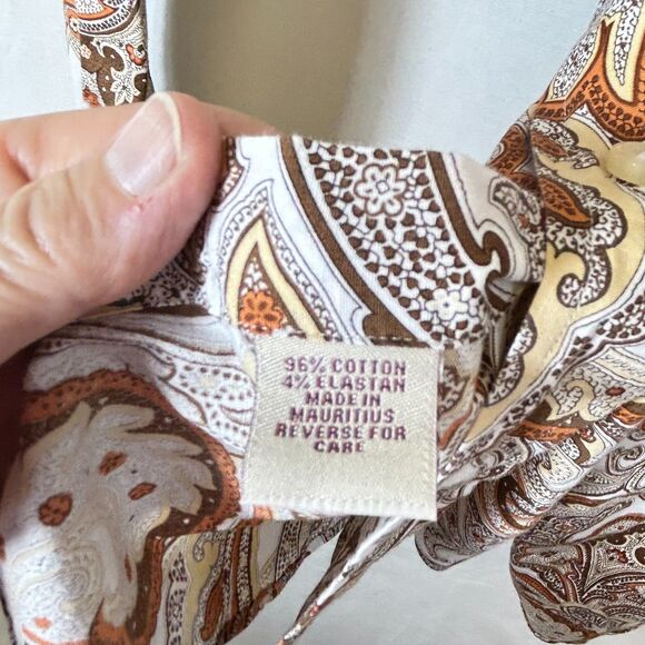 Andrew Carrington White Rust Tan Paisley LS Collared Button Front Shirt Size M - Picture 8 of 12